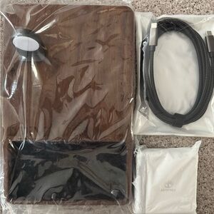 Wooden Charging Station with Accessories